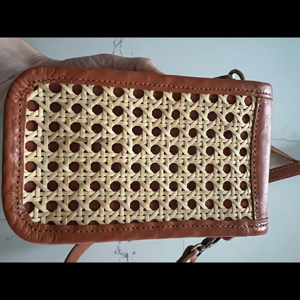 Small Crossbody Purse Leather Rattan Phone Purse Smaller Straw Wicker Purse - Picture 12 of 14